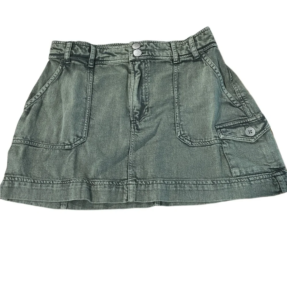 🛍️# 2379 NWT ROXY Cotton Green Jean Mini - Picture 3 of 10